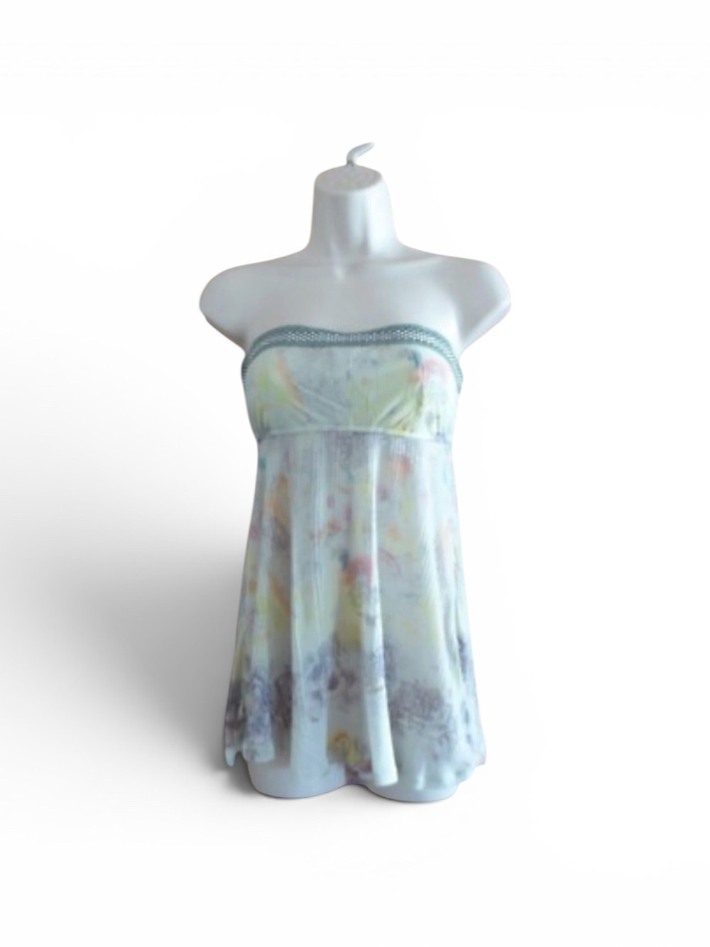 Vintage Free People Beaded Strapless Pastel Floral Cami Tank Top Large Y2K - Picture 4 of 16